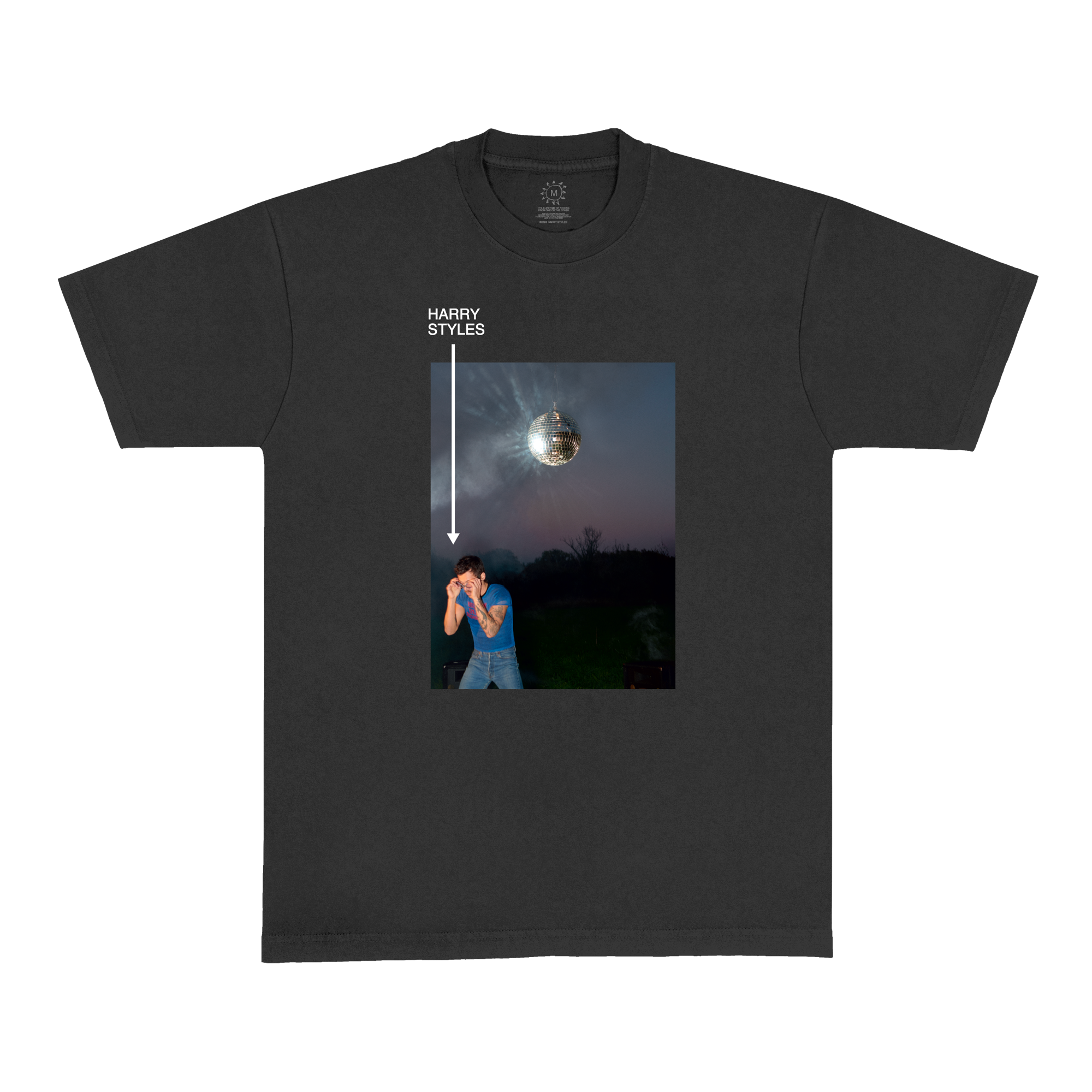 Harry Styles KISS ALL THE TIME. DISCO, OCCASIONALLY. – Black short-sleeve unisex t-shirt with album artwork design across the front