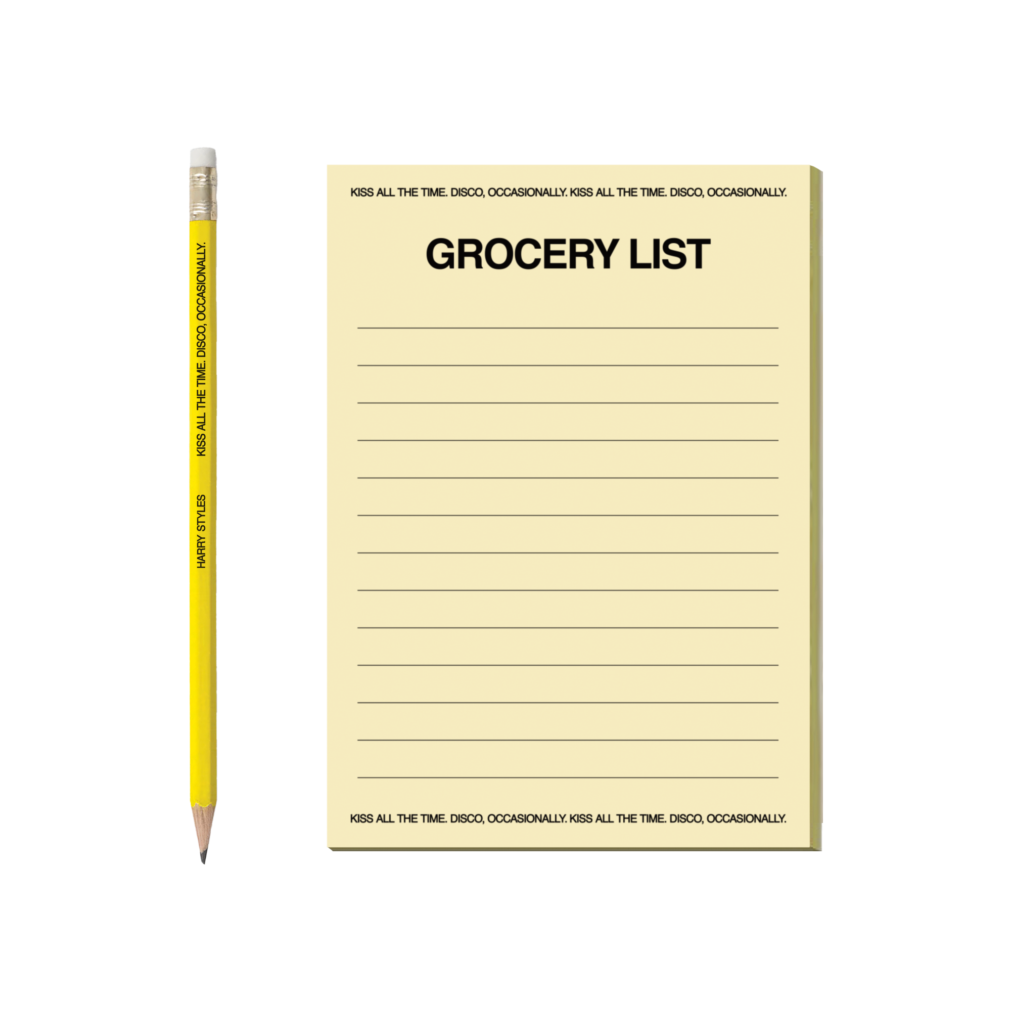 KISS DISCO GROCERY LIST AND PENCIL
